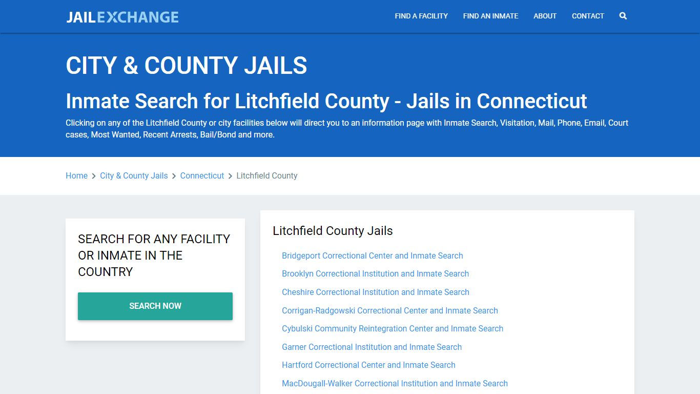 Inmate Search for Litchfield County | Jails in Connecticut - Jail Exchange